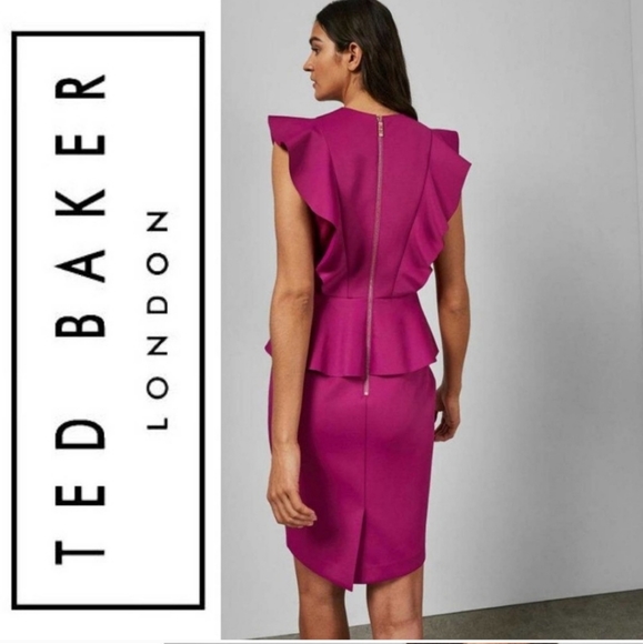 🍒NWT🍒 TED BAKER FUCHSIA DRESS - Picture 5 of 7